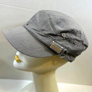 Calvin Klein Cotton Blend Conductor Cap Hat Heather Grey Striped